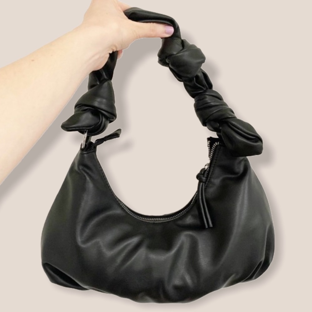 Topshop Faux Leather Ruched Knotted Shoulder Bag